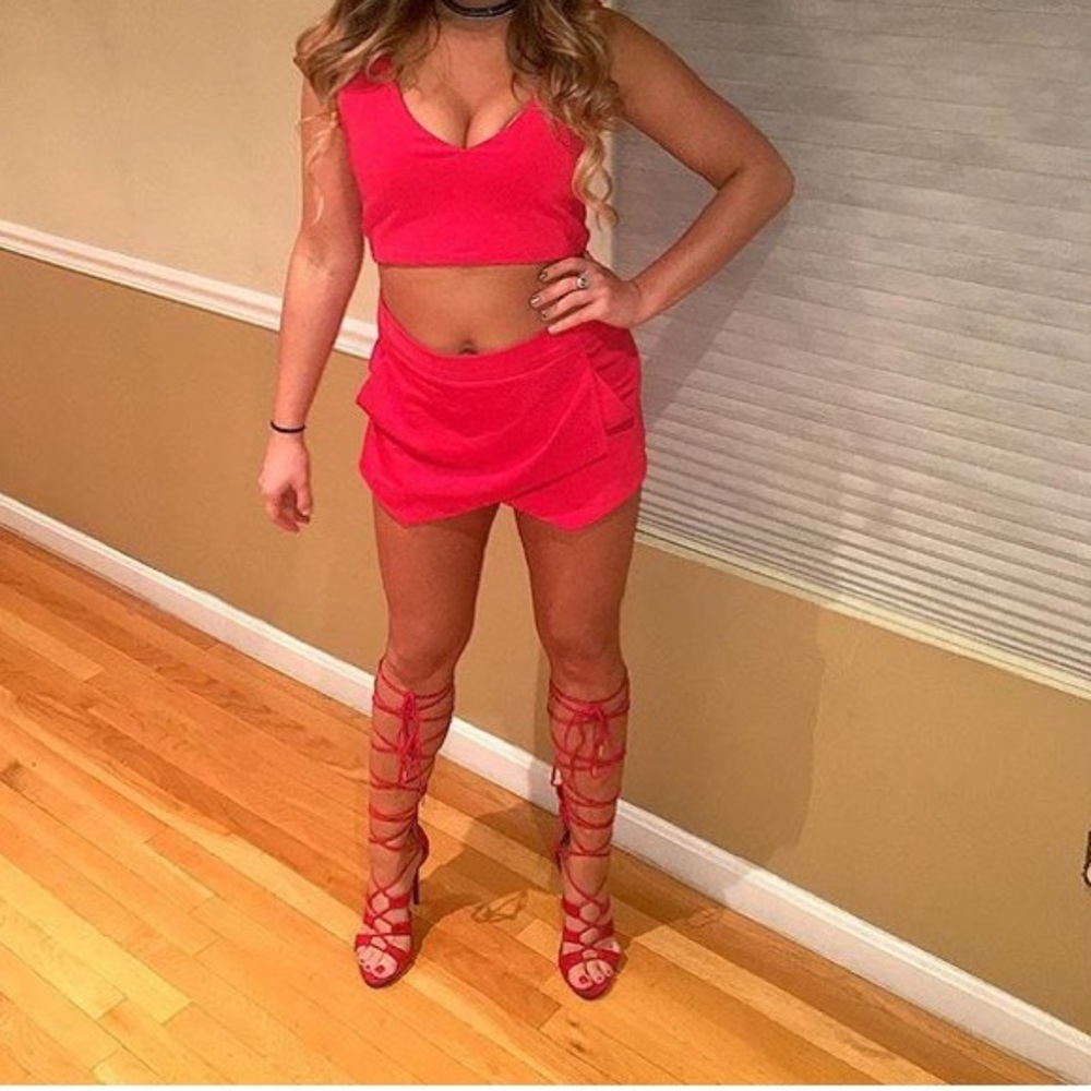 Red Lace up heels